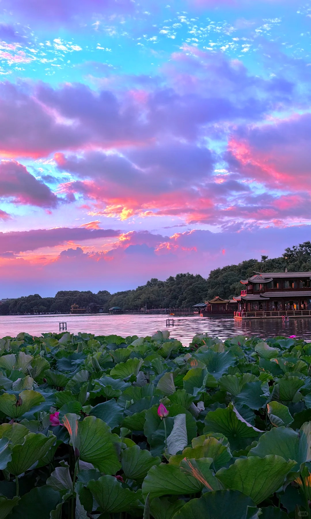 Sunny West Lake at sunset